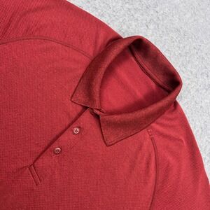 Lululemon Metal Vent Tech Polo Shirt Men's Large Red Golf Mesh Seamless M3DP1S